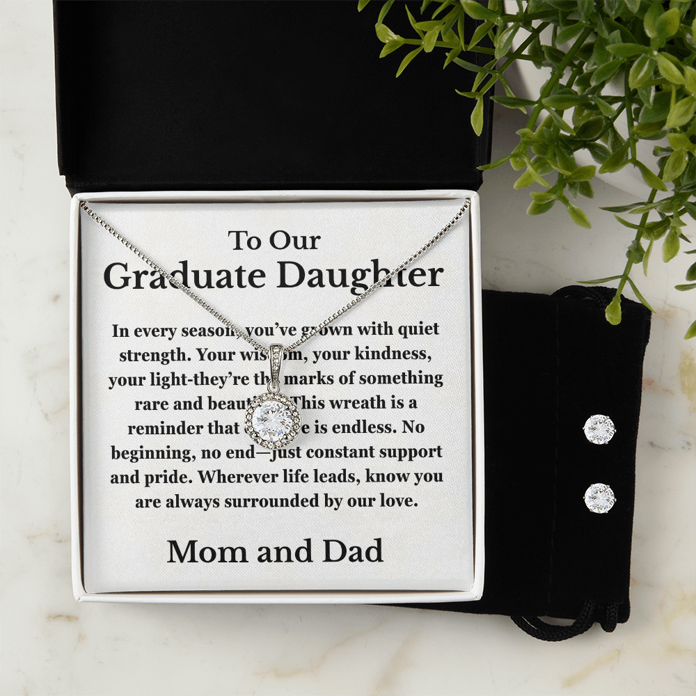 To Our Graduate Daughter- Laurel Necklace Plus FREE Earrings