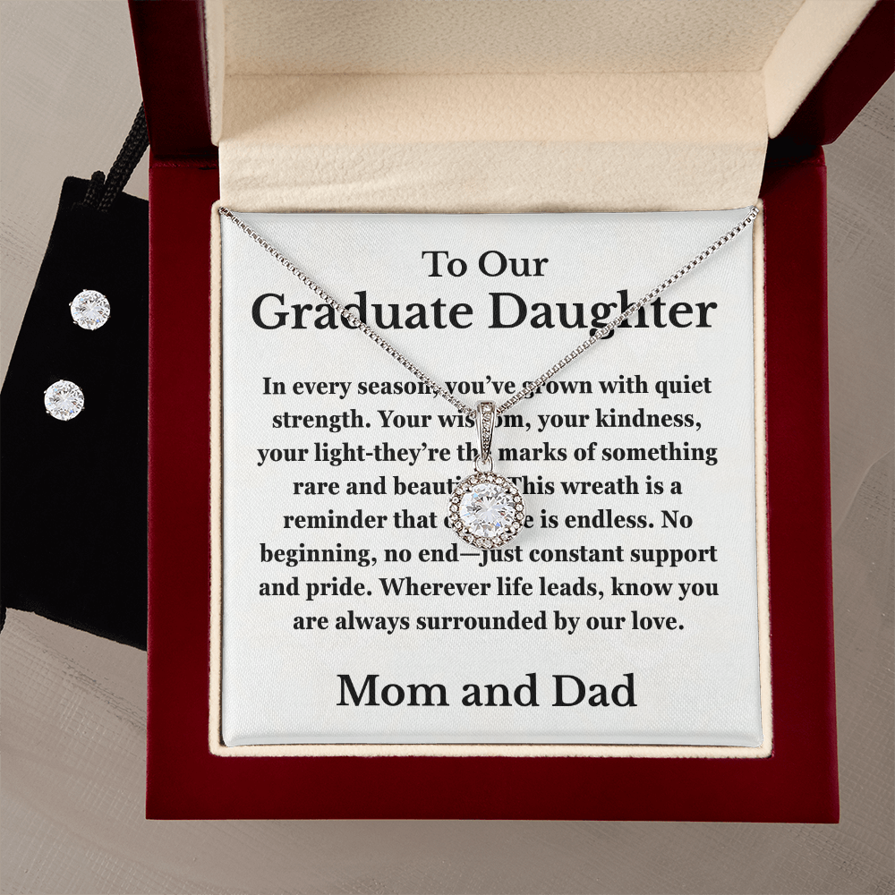 To Our Graduate Daughter- Laurel Necklace Plus FREE Earrings