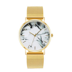 Ladies Fashion Marble Mesh Band Watch