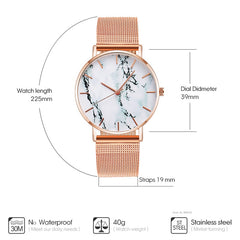 Ladies Fashion Marble Mesh Band Watch