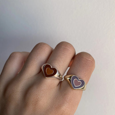 Chunky Retro Love Heart Ring