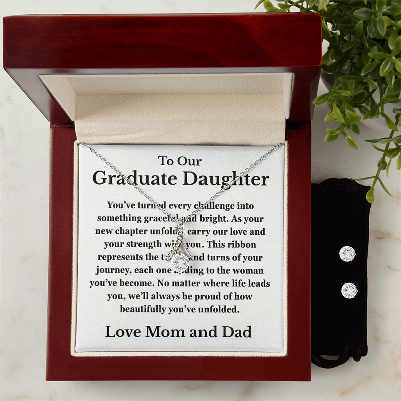 To Our Graduate Daughter- Linden Necklace Plus FREE Earrings