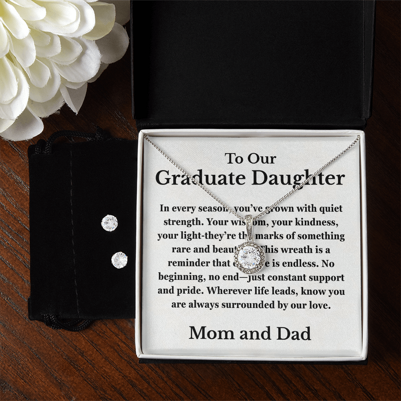 To Our Graduate Daughter- Laurel Necklace Plus FREE Earrings
