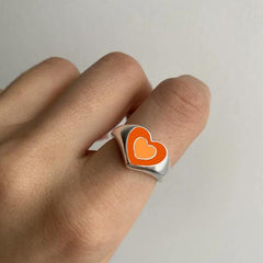 Chunky Retro Love Heart Ring