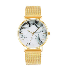 Ladies Fashion Marble Mesh Band Watch