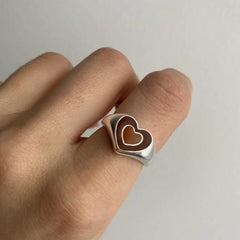 Chunky Retro Love Heart Ring